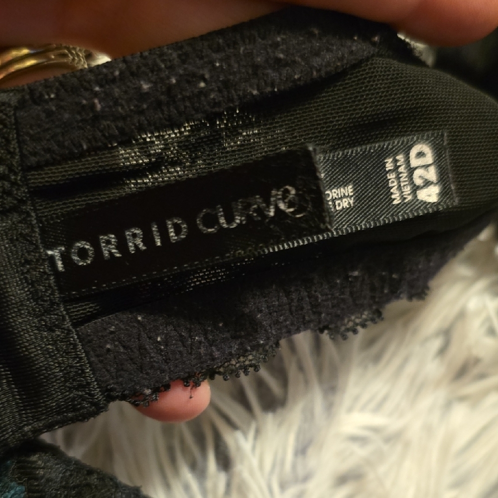 Torrid 42D Dark Teal and Black Lace Bra - Picture 7 of 7